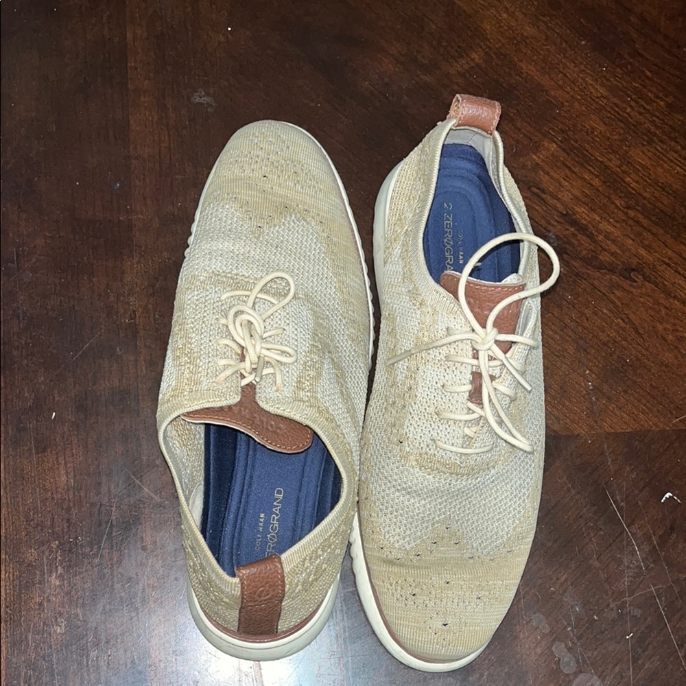 Cole Haan Men's Beige Knit Oxford Shoes